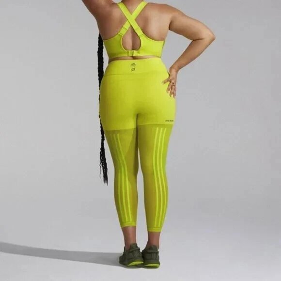 Adidas Womens Ivy Park x Peloton Shock Lime Power Tights PLUS SIZE HG0546 - Picture 2 of 3